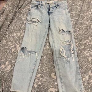 Garage Blue Ankle Cropped Jeans with Distressed Details